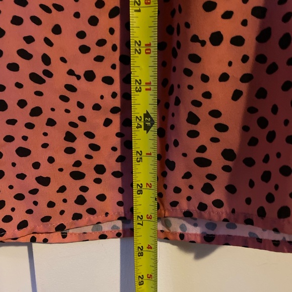 Large Dotted Womens Pink Long Sleeve Blouse Dress Top Shirt Pullover - Picture 5 of 6